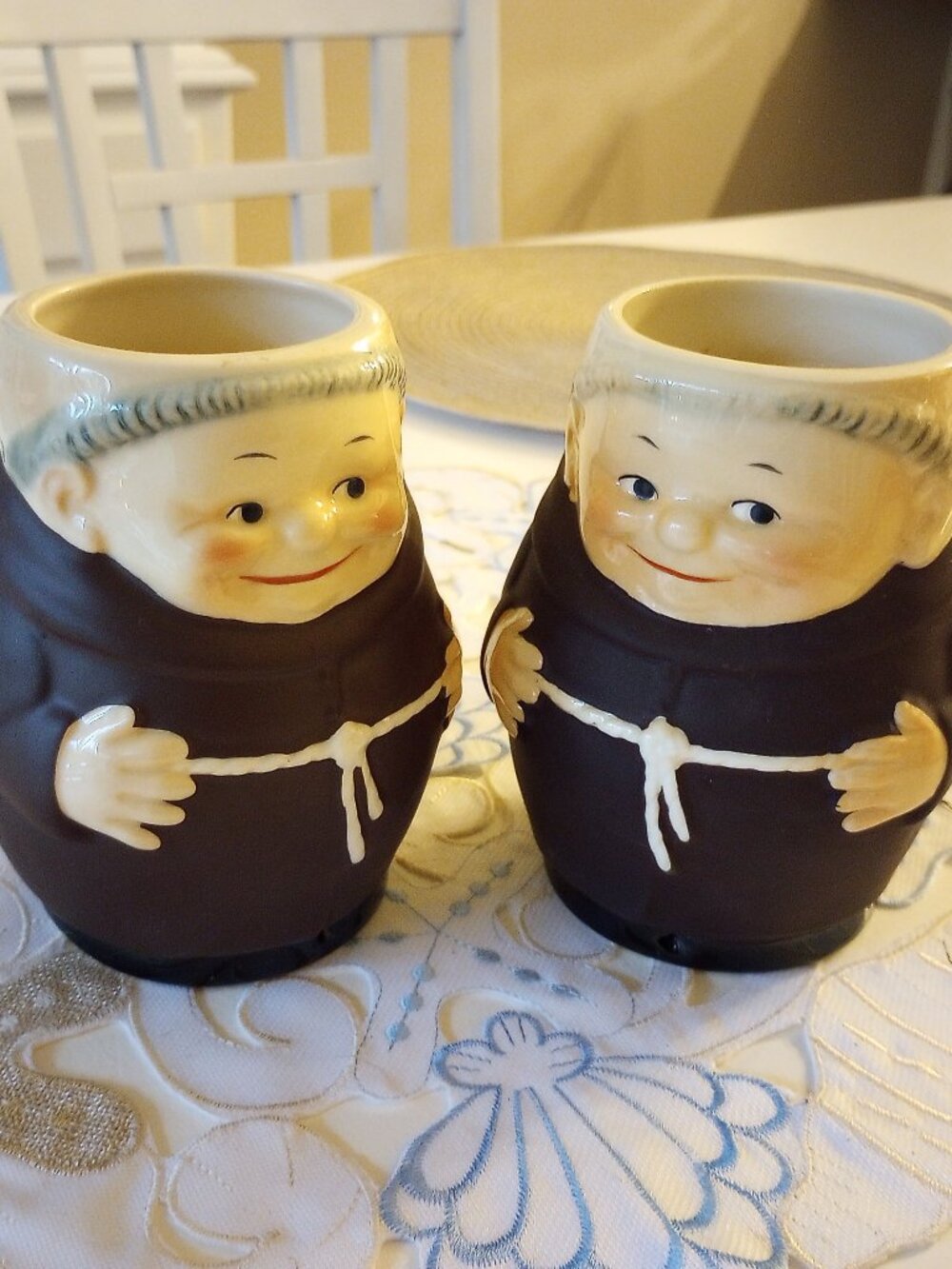 Pair of Ceramic Friar Tuck Beer Coffee Mugs